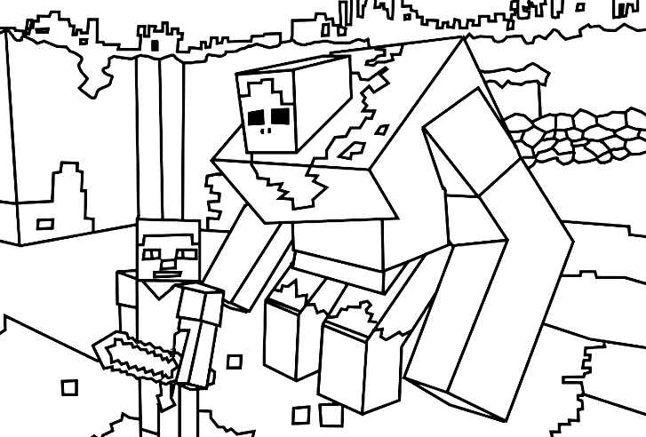 Online coloring book: Coloring book big minecraft monster